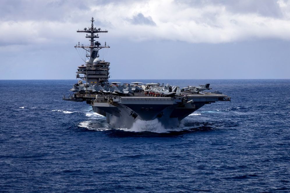 USS George H.W. Bush aircraft carrier sails in the US Central Command area of responsibility in the Indian Ocean, April 23, 2026