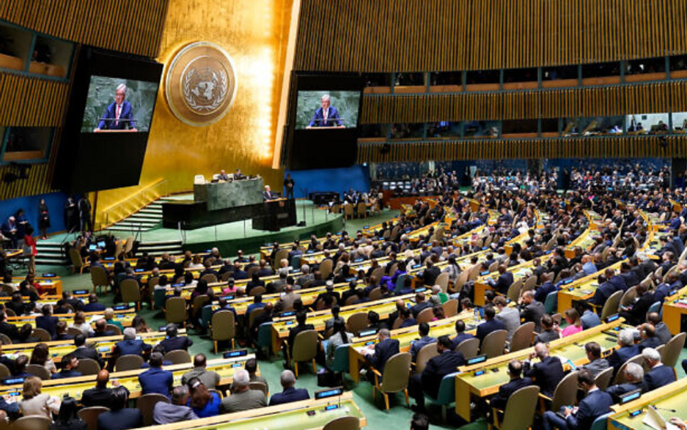 Le secrétaire général des Nations Unies, Antonio Guterres, s'adresse à la 78e session de l'Assemblée générale des Nations Unies au siège des Nations Unies à New York, le 19 septembre 2023.