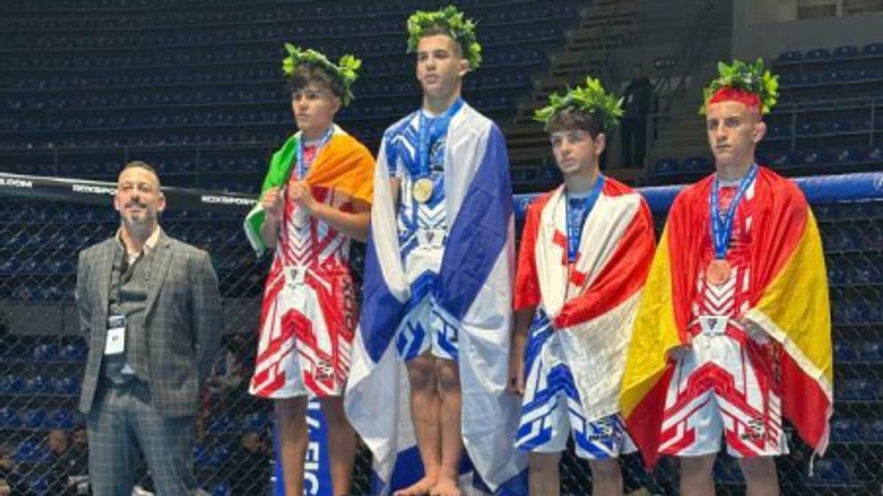The Israeli Guy Pariente (on the top step of the podium), European champion under 16 years old (–62 kg), in Belgrade