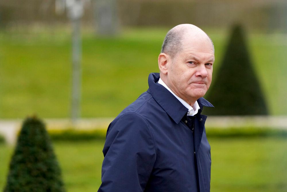 German Chancellor Olaf Scholz in Gransee, near Berlin, Germany.