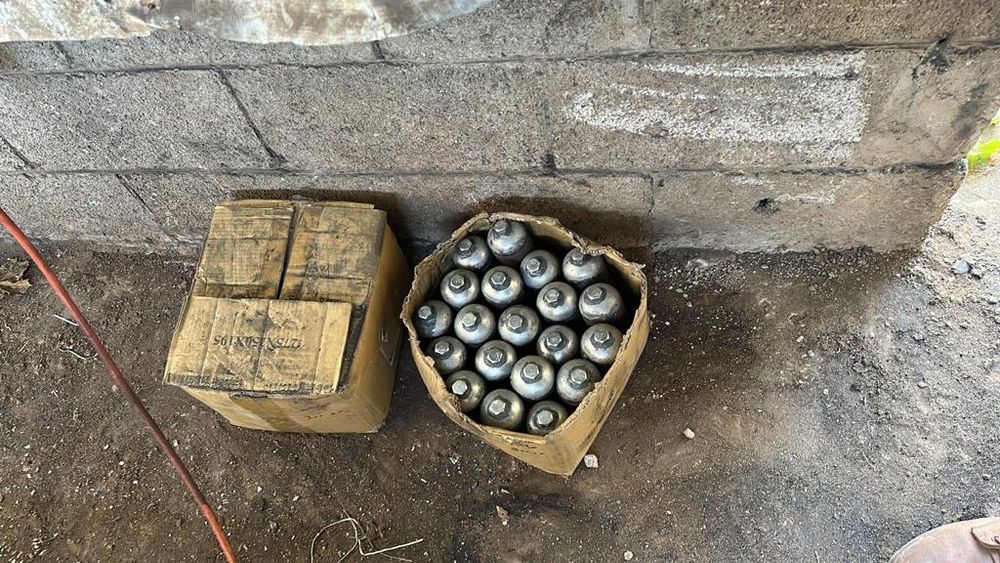 Explosive devices confiscated by Israeli forces from a facility in the Jenin refugee camp.