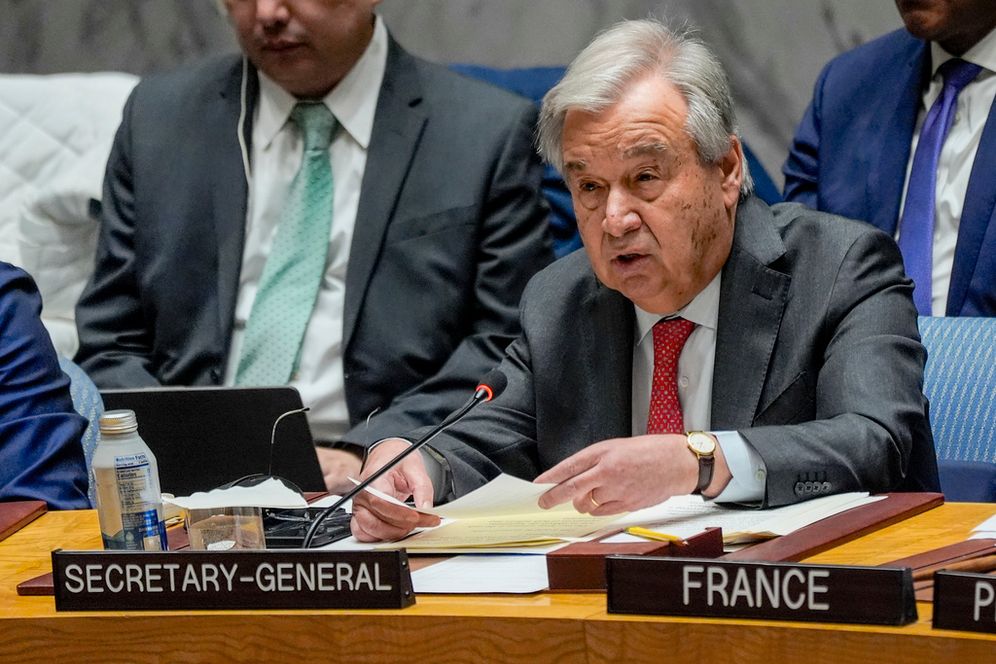 Le secrétaire général des Nations unies, António Guterres, s'exprime le mardi 23 janvier 2024 au siège des Nations unies.