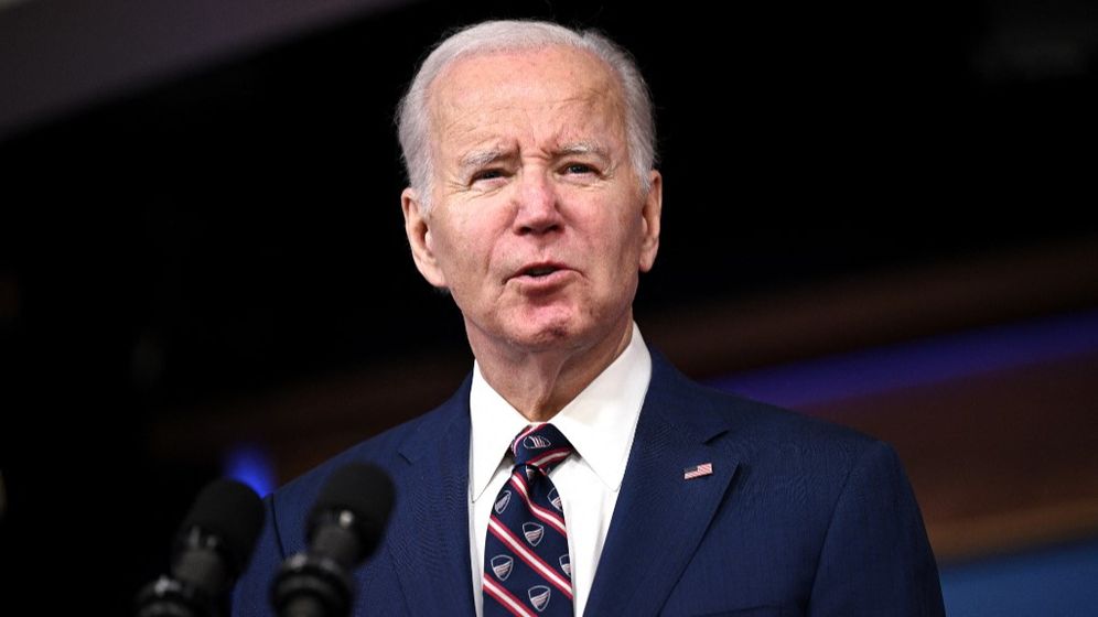 US President Joe Biden speaking in Washington, DC, on October 23, 2023.